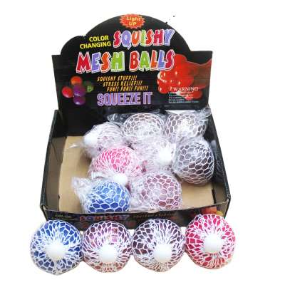 Flashing Squeeze Mesh Grape Ball With Cap For Adult Glitter Anti Stress Squeeze Fidget Toy